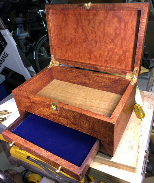 Jewelry Box in Mahogany, Madrone Burl, Myrtle, and Mun Ebony