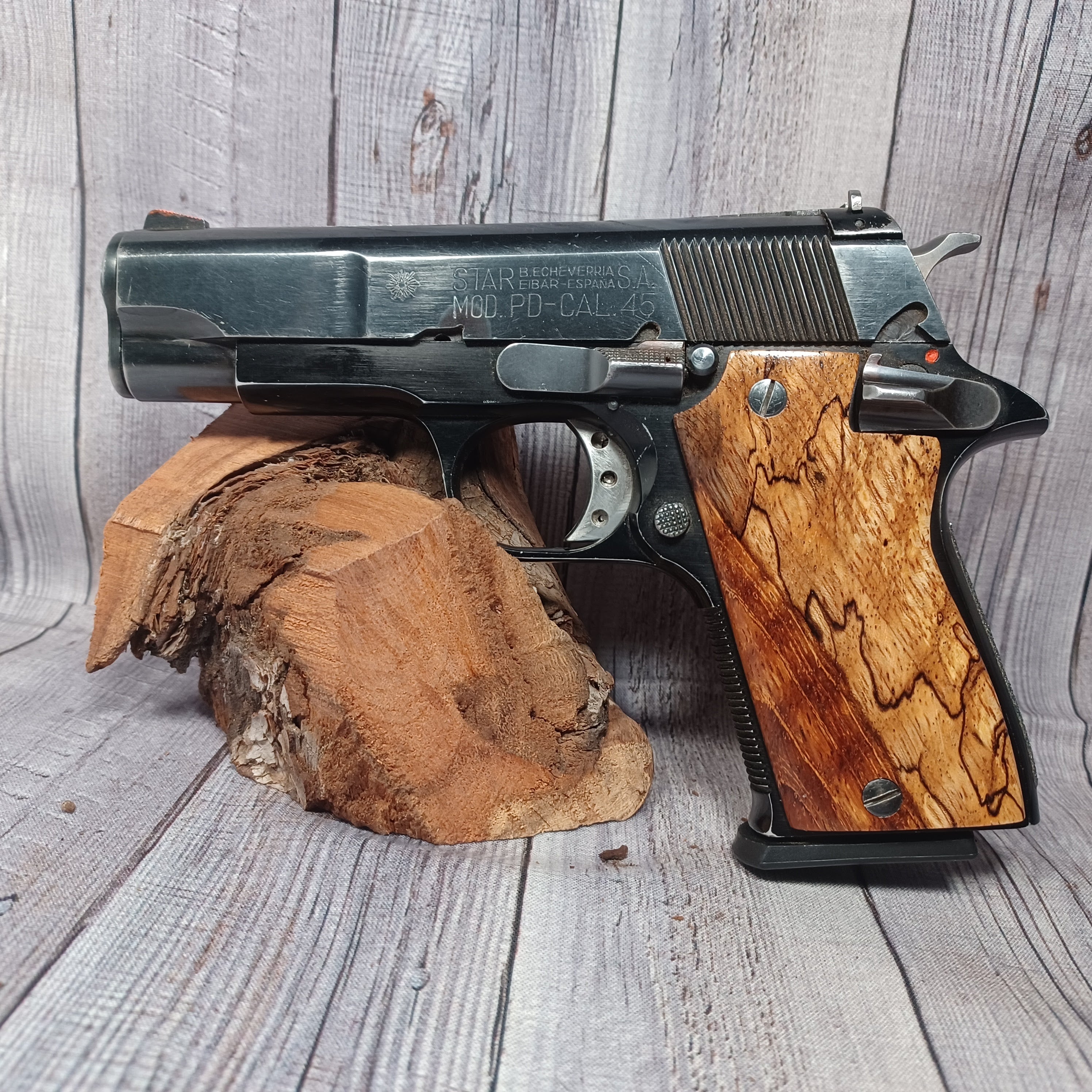 thumbnail image 2 of Checker Pattern Jet Black Pistol Grips For Star PD Handgun - Replacement Grips 2 of 9