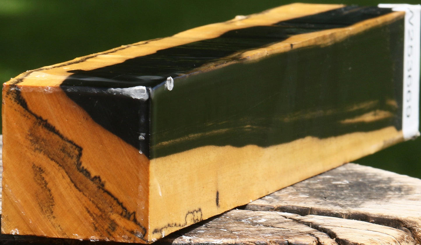 Figured Black & White Ebony Turning Square