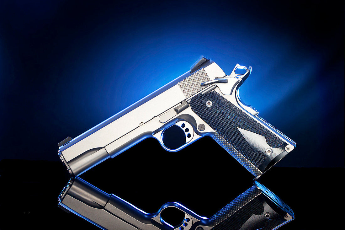 1911 Hand Made Grips Featuring Hand Cut Checkering in a Spartan Spear Pattern in Gabon Ebony