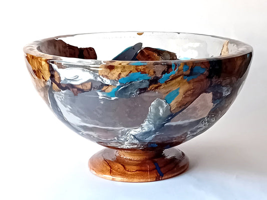 Bowl in Olive with Glass and Tin