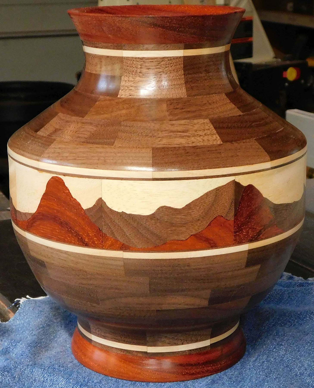 Bowl in Walnut, Padauk, Koto, and Maple