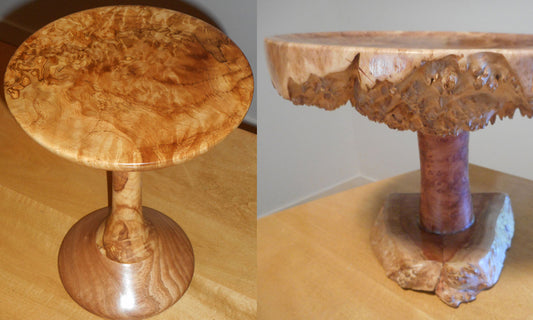 Cake Platters in Olive wood, Red Mallee, Dyer Oak Burl