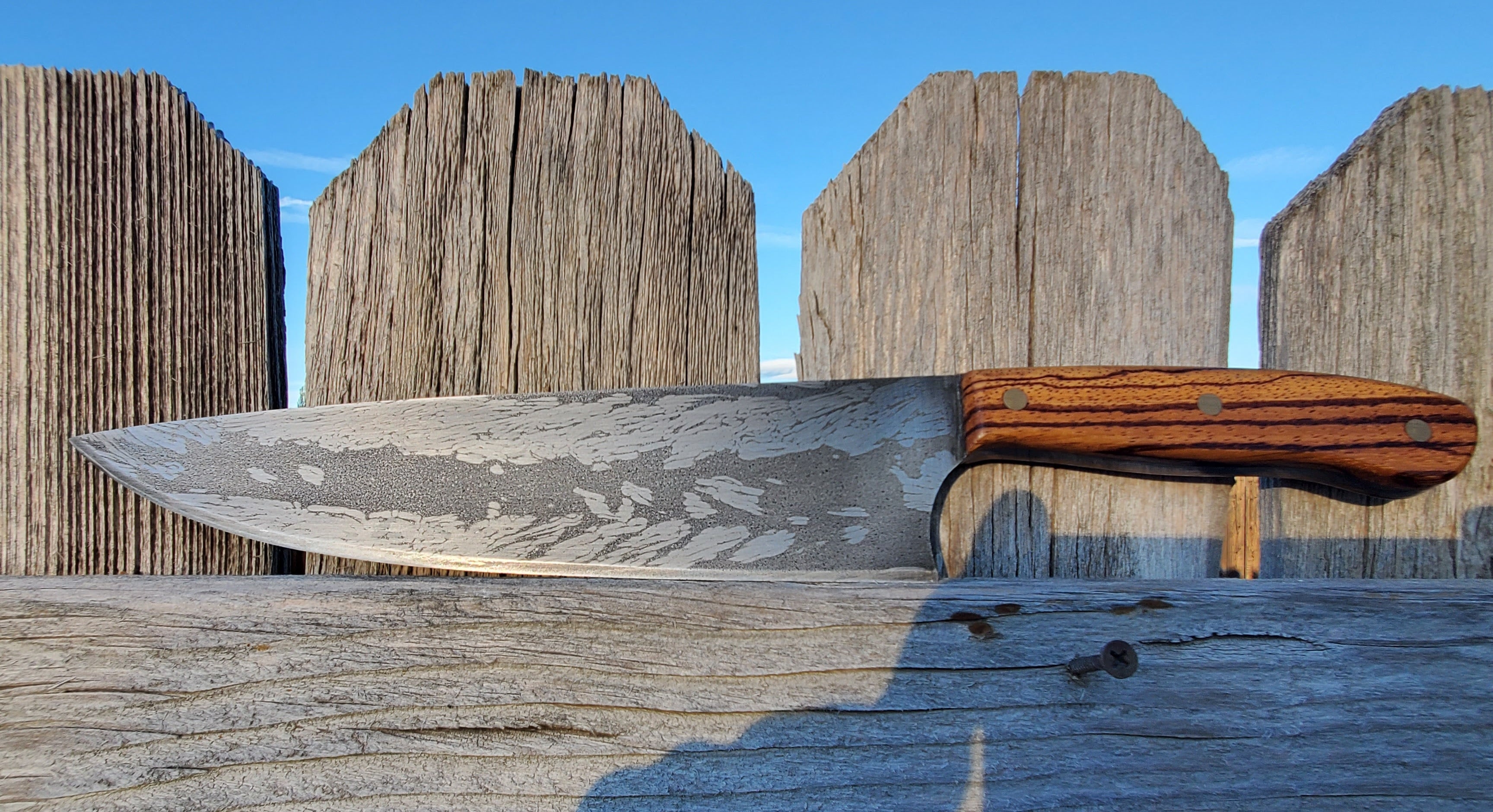 Chefs knife with Tiger Wood Handle Cook Woods
