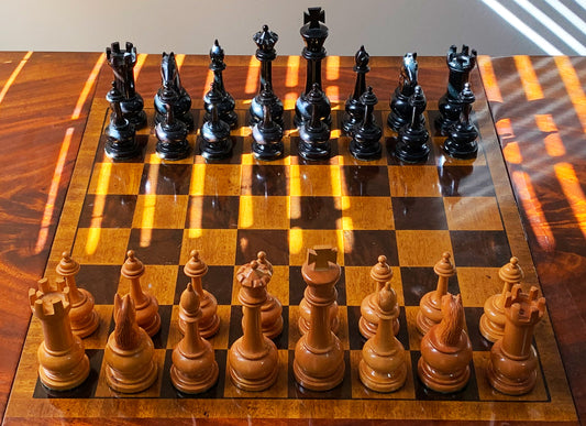 Chess Pieces in Ebony and Boxwood