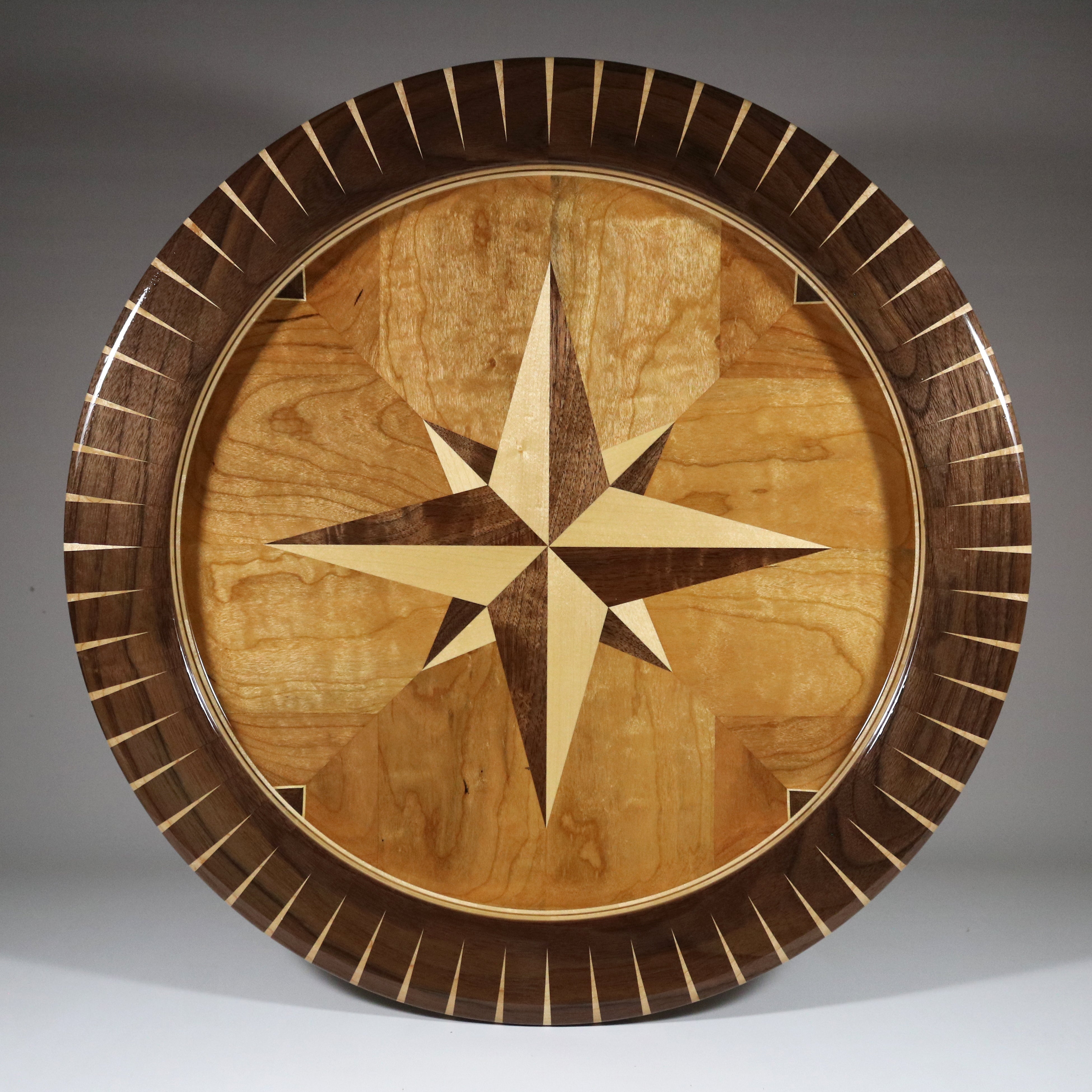 Compass Rose Wood Veneer First Go At Inlay Work! : R/woodworking