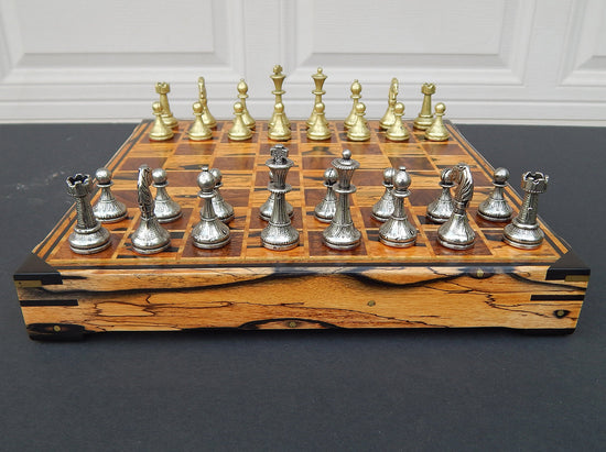 Custom Chess Board in Black & White Ebony, Walnut, Sapele, Indian Ebony, and African Blackwood