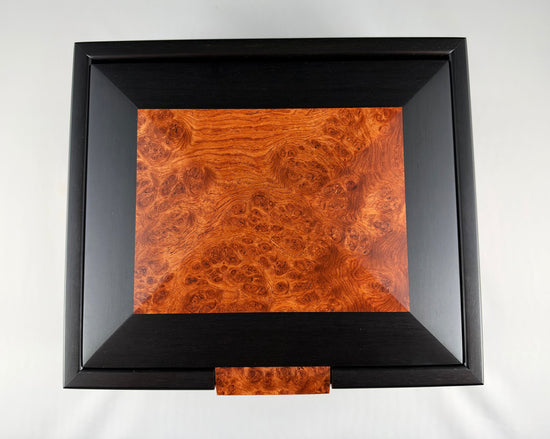 Custom Ring Box out of Gabon Ebony and Amboyna Burl