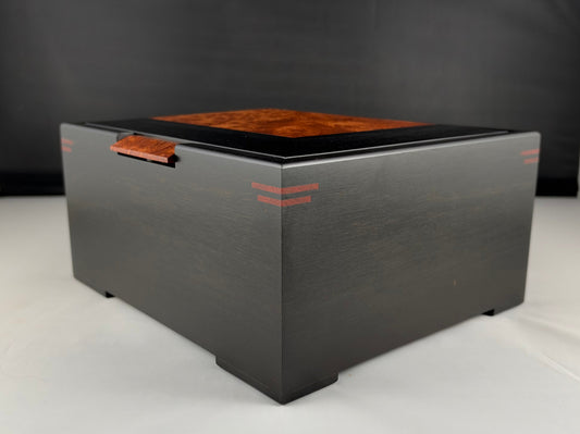 Custom Ring Box out of Gabon Ebony and Amboyna Burl