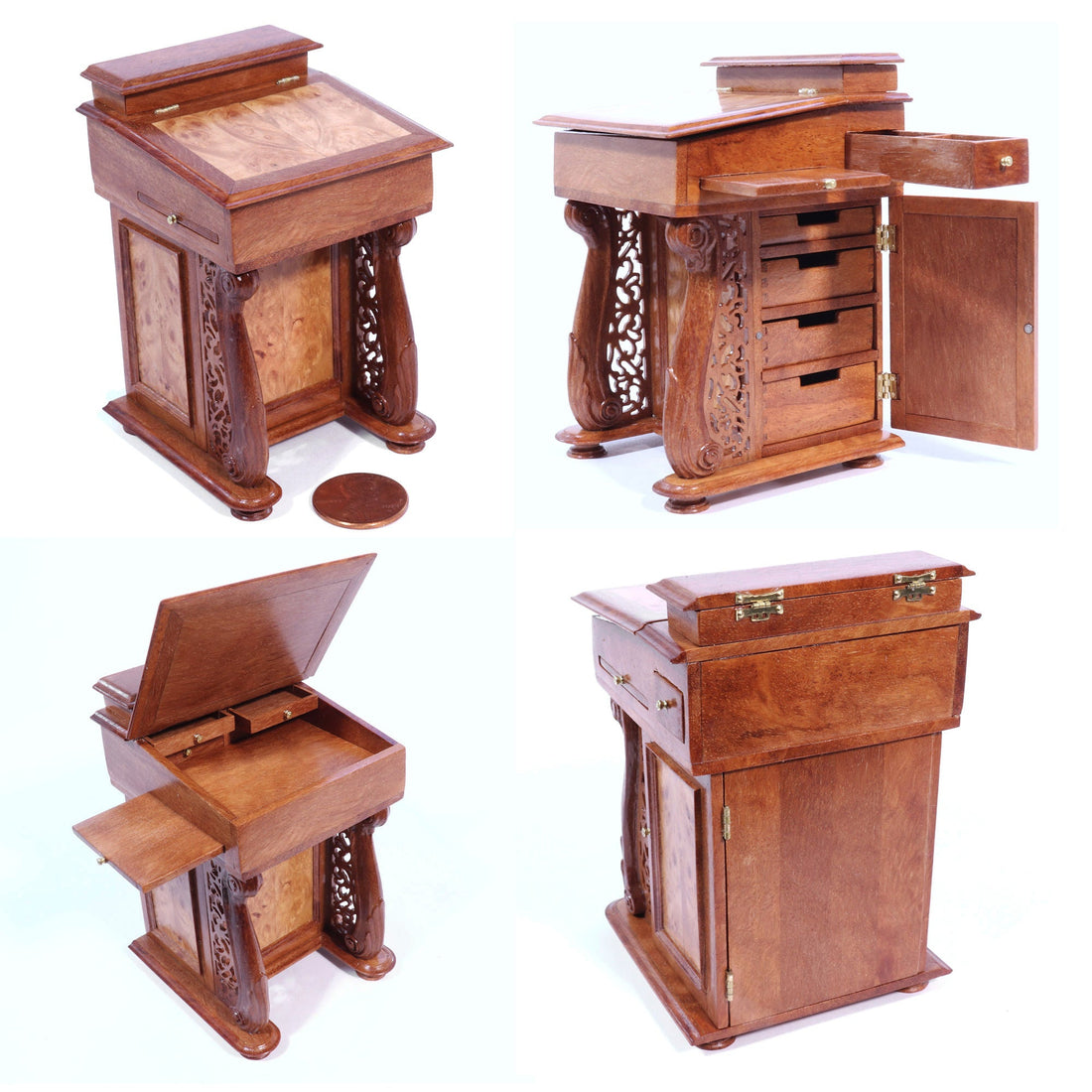Davenport Desk Reproduction in Rambutan and Maple only 3.25 Inches High
