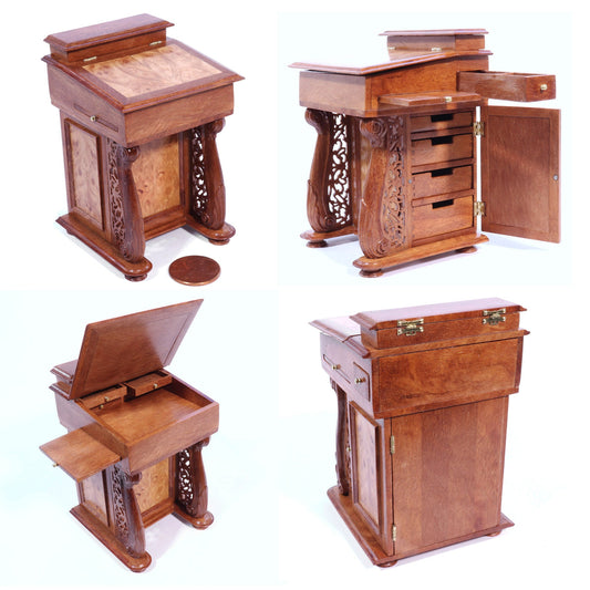 Davenport Desk Reproduction in Rambutan and Maple only 3.25 Inches High