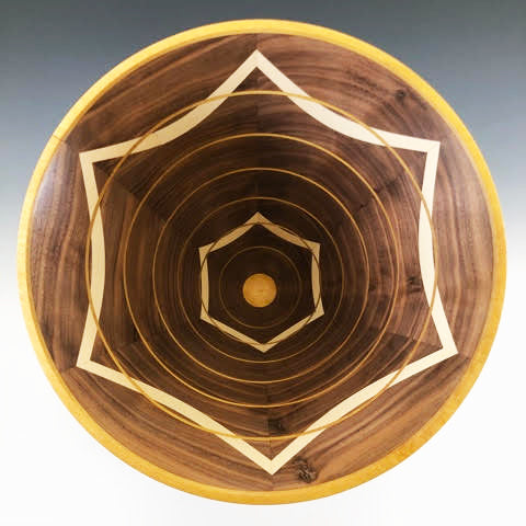 Deep Bowl or Vase in Walnut, Holly and Yellowheart (Top)