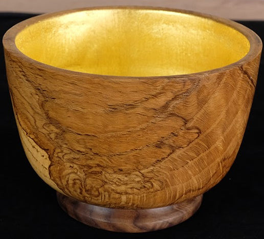 Dyer Oak bowl with Black Oak foot and 24K gold leaf interior