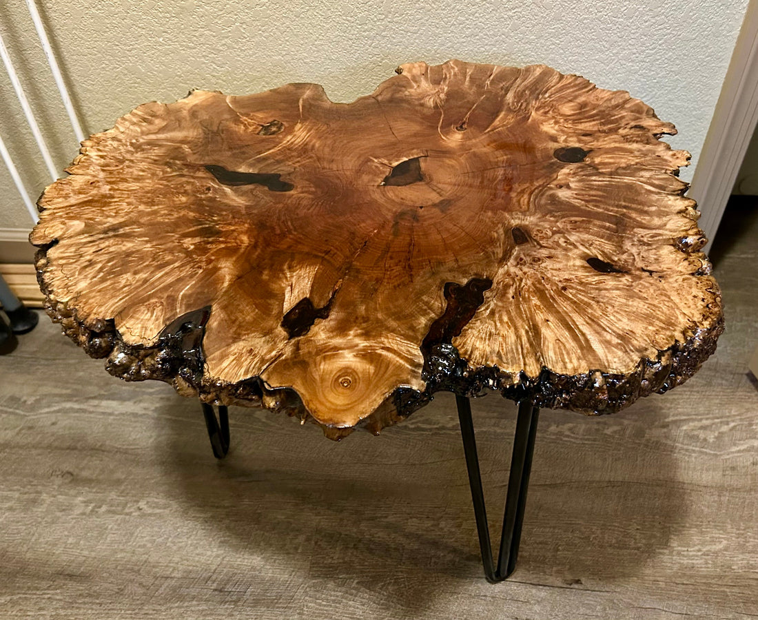 End Table in Big Leaf Maple Burl