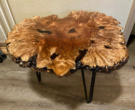 End Table in Big Leaf Maple Burl
