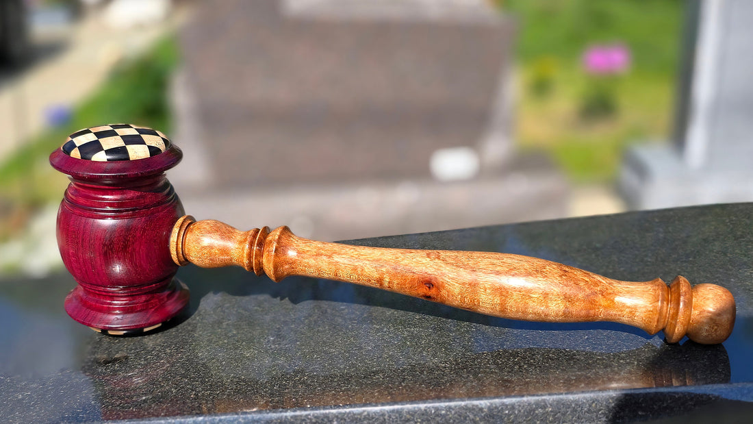 Handcrafted Masonic Gavel for Grand Master in Purpleheart, Curly Hard Maple, Ebony, and Acacia