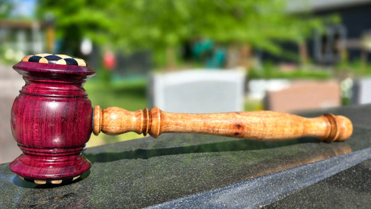 Handcrafted Masonic Gavel for Grand Master in Purpleheart, Curly Hard Maple, Ebony, and Acacia