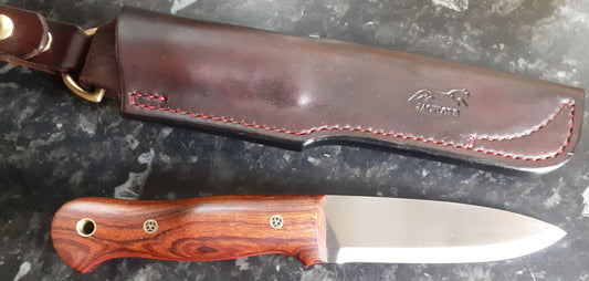 Handmade in the UK "Jacklore" Classic XL Bushcraft Knife in Ironwood