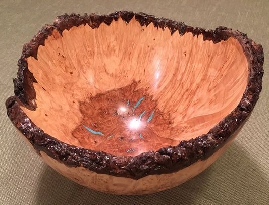 Maple Burl Bowl with Turquoise