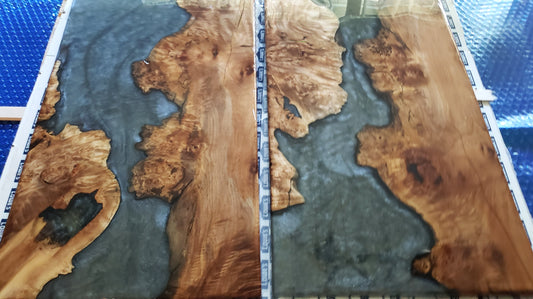 Maple Burl and Epoxy End Table