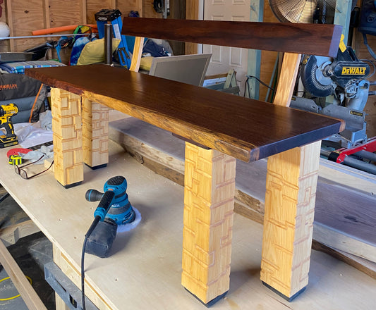 Maple and Granadillo Carved Bench
