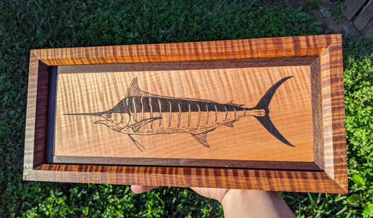 Blue Marlin on Fiddleback Maple