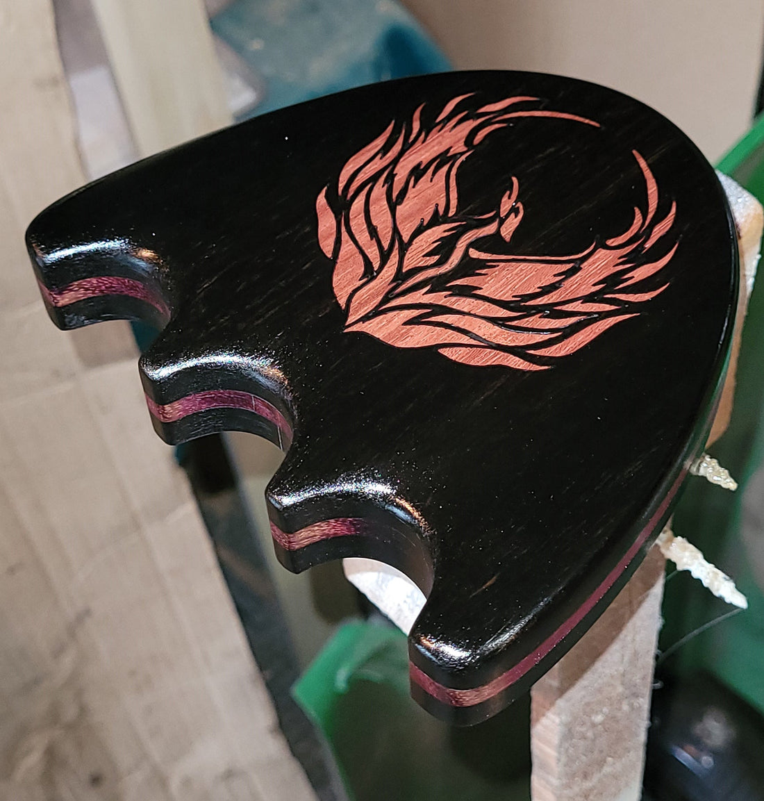 Pool Cue Holder in Gabon Ebony with Purpleheart Inlay