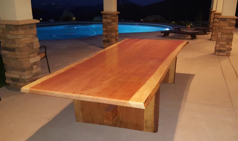 Redwood Slab Table
