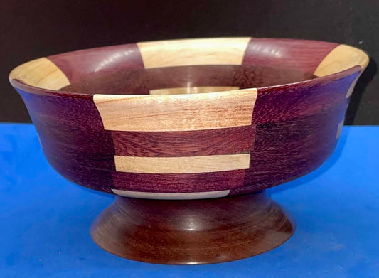 Segmented bowl in Purpleheart, Maple, Walnut