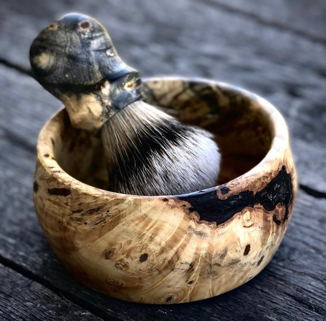 Shaving Set in Buckeye Burl