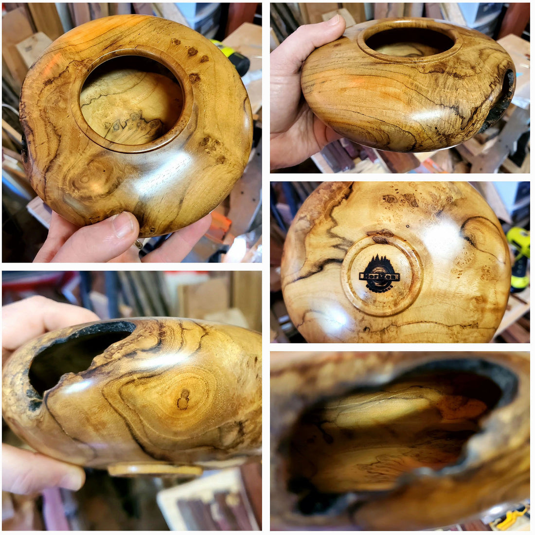 Teak Burl Bowl With Natural Void Incorporated.