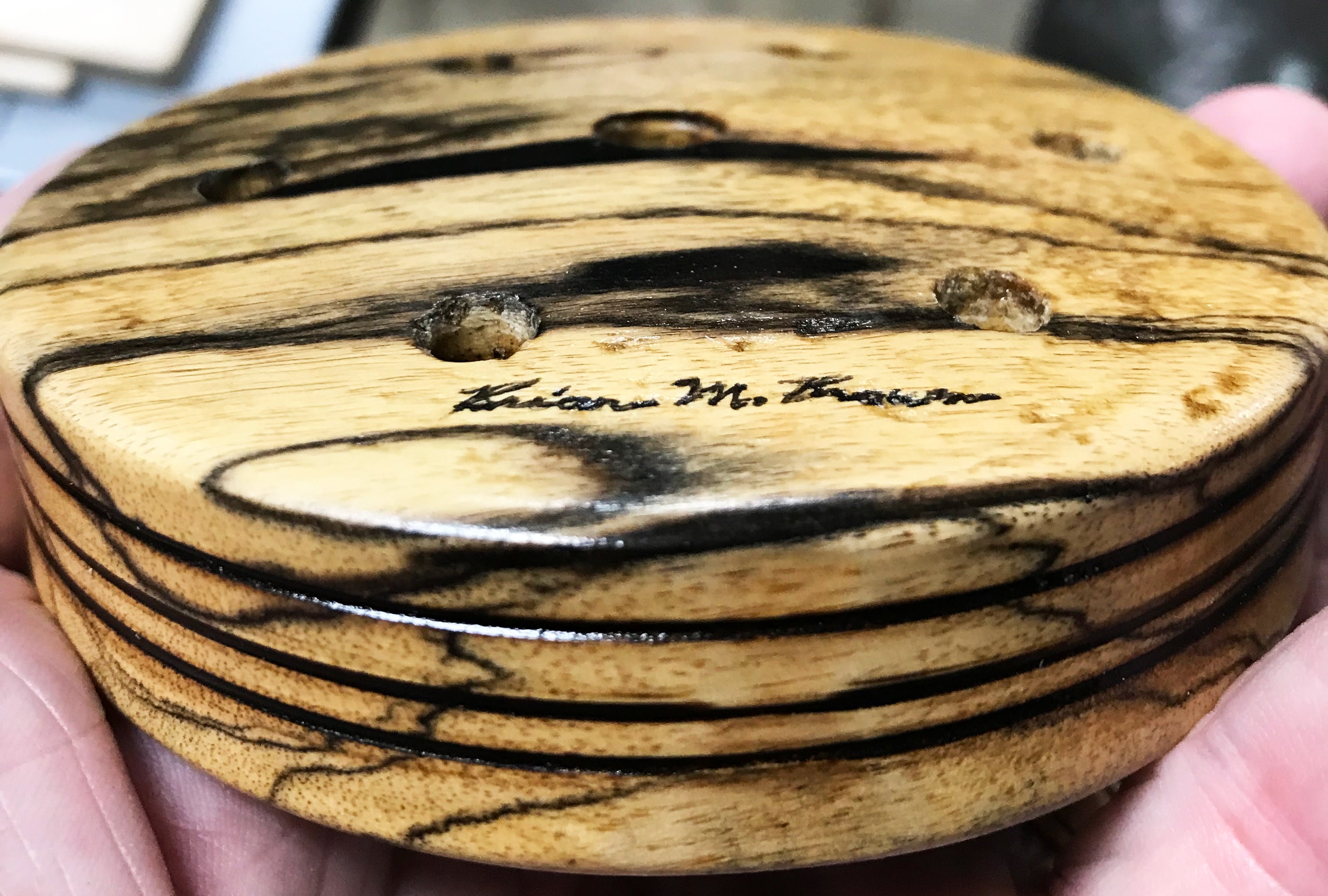 Turkey Call in Black and White Ebony Slate over a Glass Soundboard