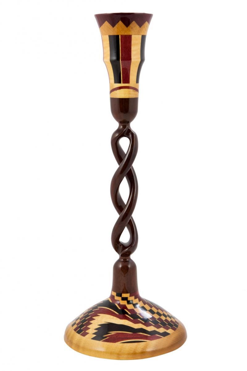 Valentina Candlestick with Maple, African Blackwood, Purpleheart, & an open twist of Katalox