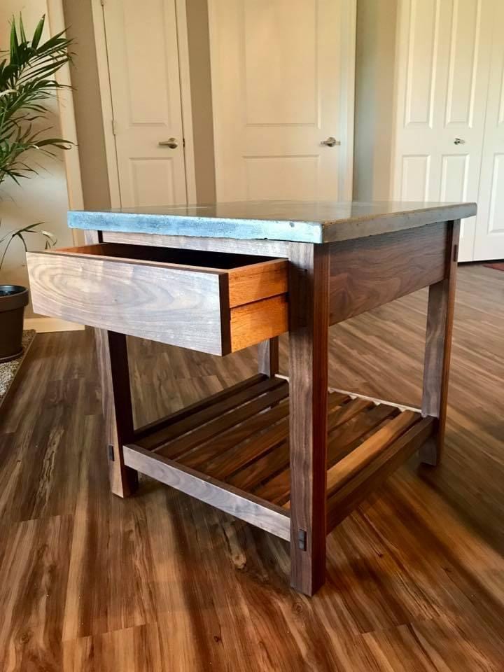 Walnut & Mahogany Concrete End Table