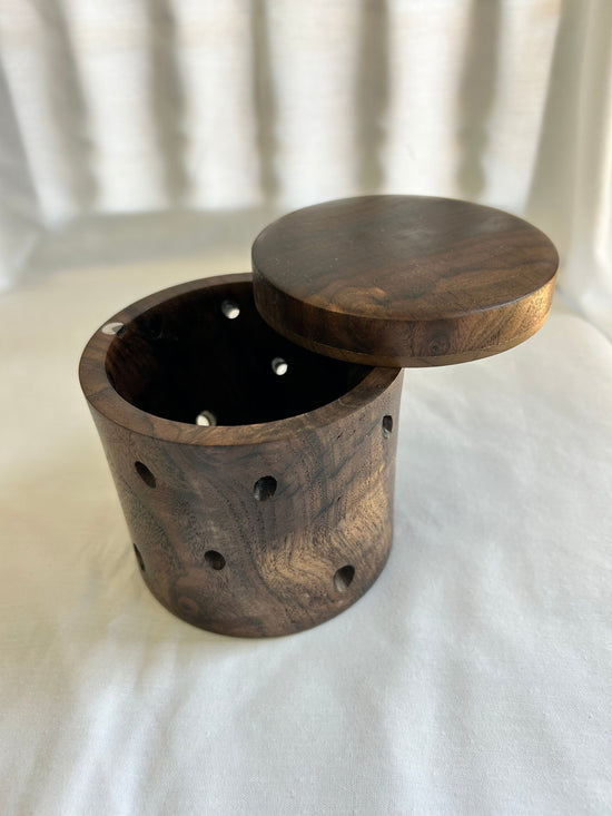 Walnut with Myrtle wood accent Garlic Keeper