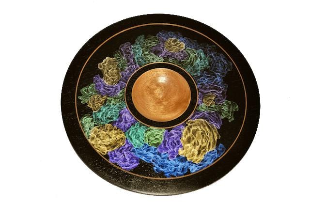 Wood Platter With Iridescent Paint