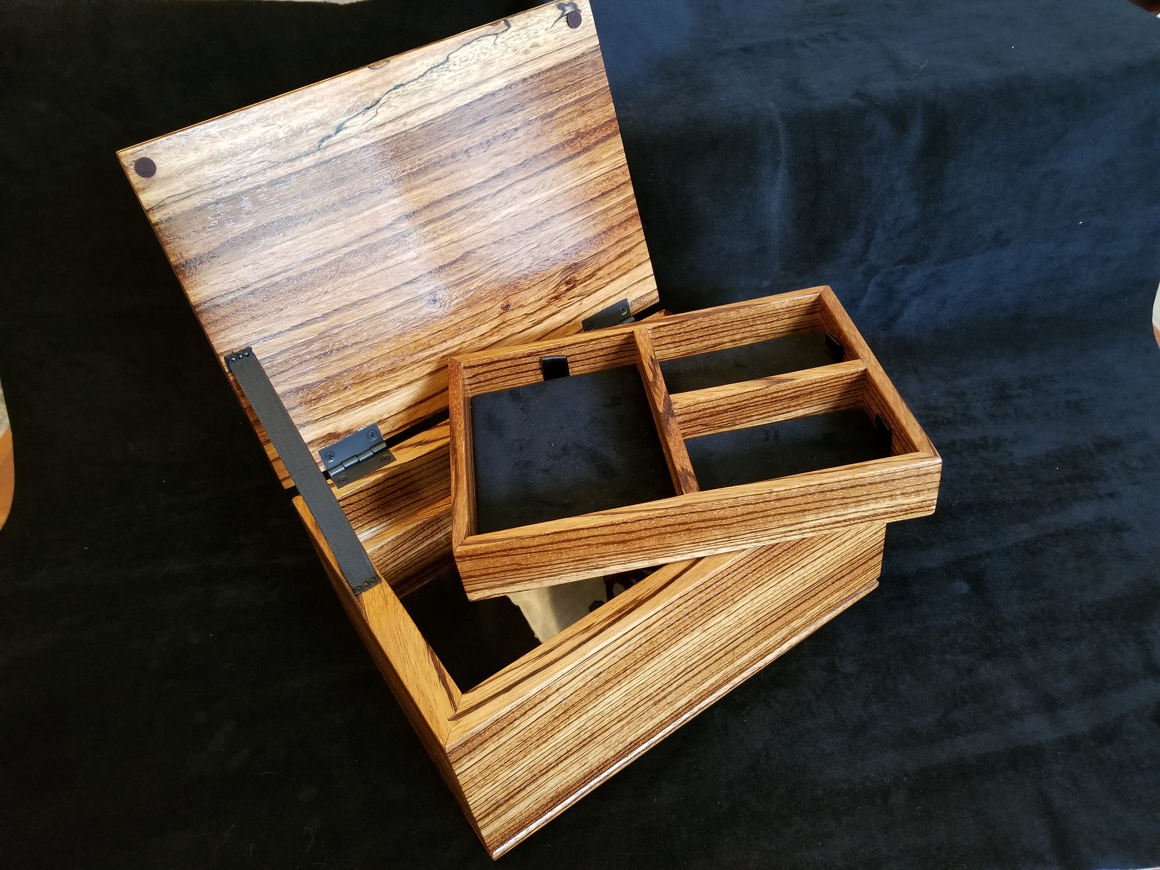 Zebrawood Watch Box with a live edge lid – Cook Woods