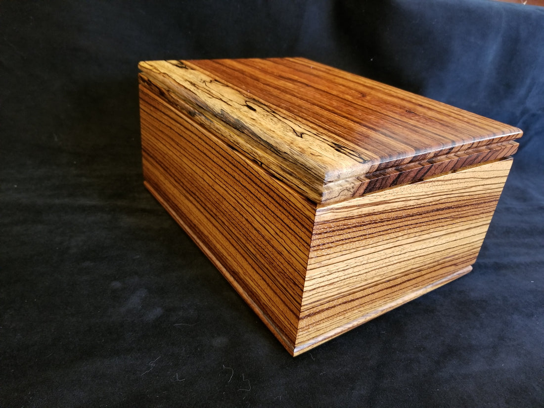 Zebrawood Watch Box with a live edge lid