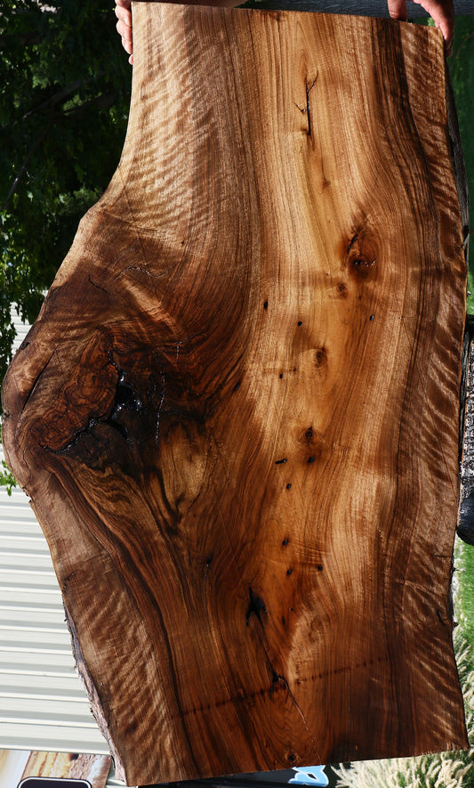 Figured English Walnut Live Edge Slab (Free Shipping Excluded)