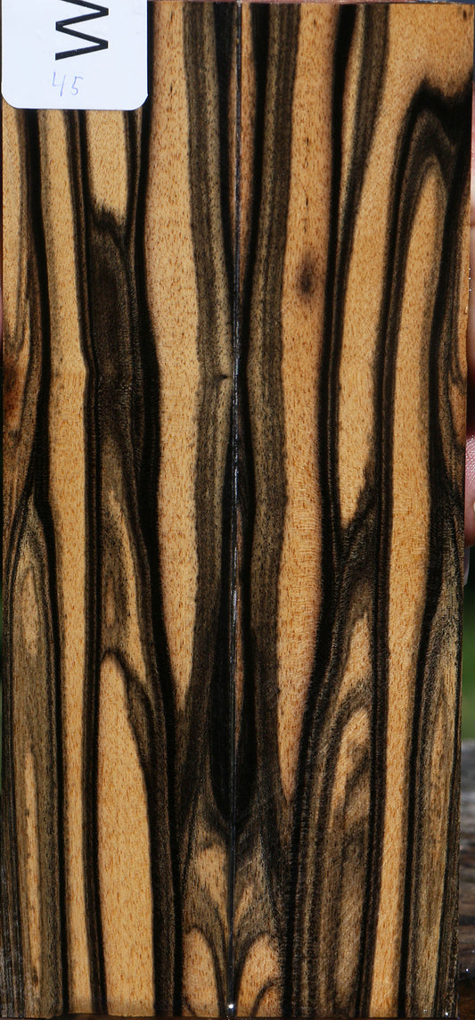 Black & White Ebony Bookmatched Knife Scales