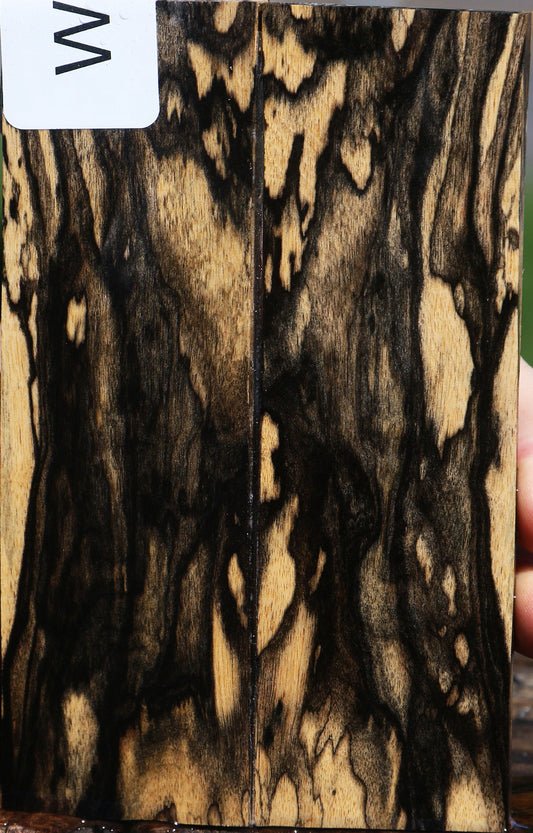 Black & White Ebony Bookmatched Knife Scales