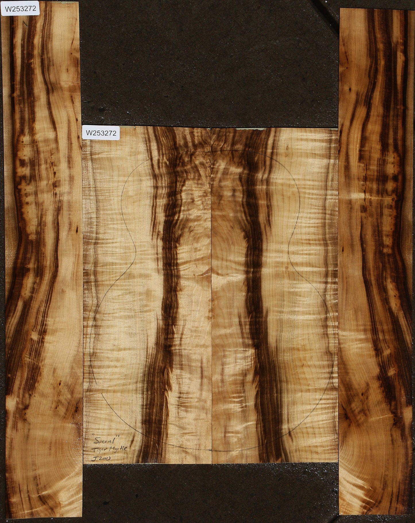 Special Grade Tiger Myrtle Jumbo Guitar Set