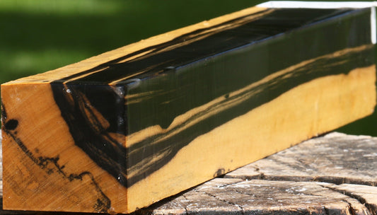 Figured Black & White Ebony Turning Square